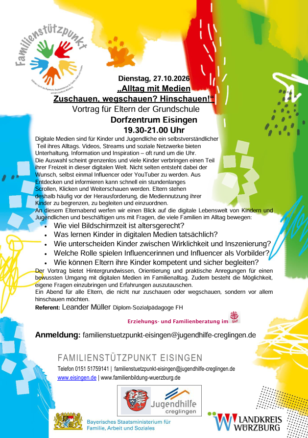 Veranstaltungsplakat Elternabend Medien