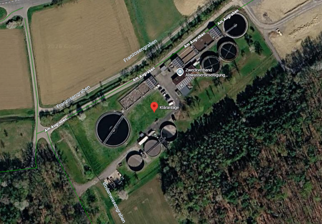 Kläranlage des Zweckverbands Ahlbachgruppe von oben